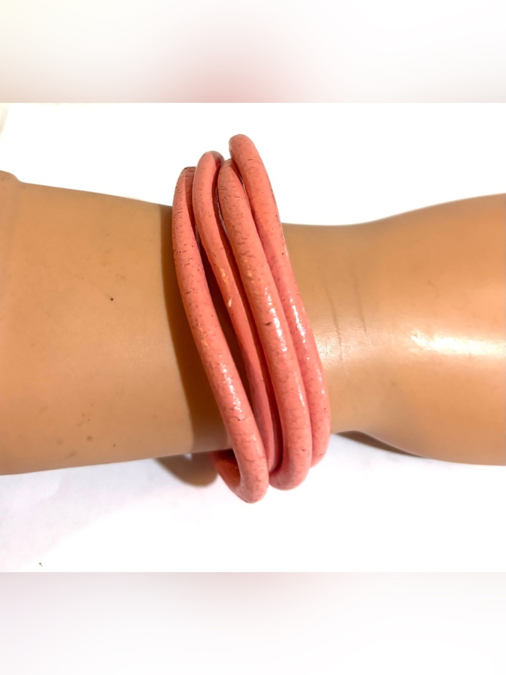 Fashion Jewelry Coral Pink Multi-Strand Bangle Bracelet